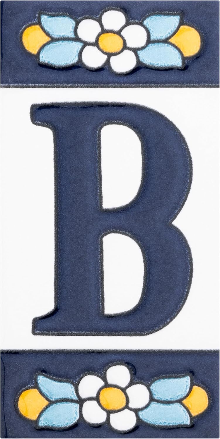 Merola Tile Sevillano Flora Address Letters B 2-1/8" x 4-3/8" Ceramic Wall Tile - Image 1
